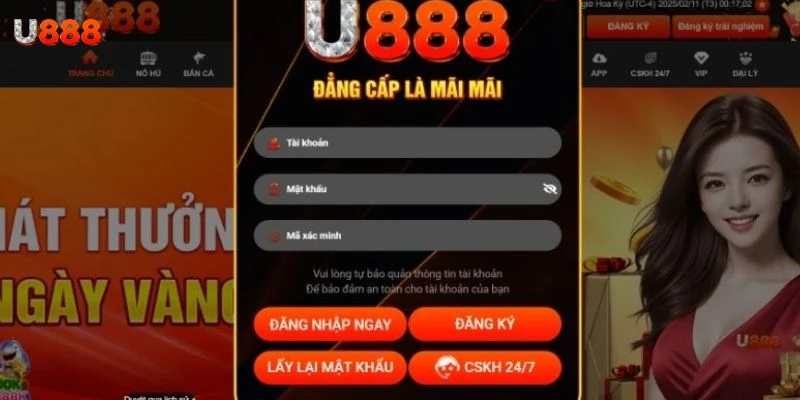 Cách thay đổi mật khẩu tài khoản U888 ngay sau khi đăng nhập